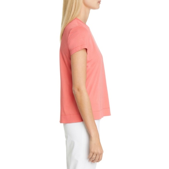 NEW LAFAYETTE 148 New York Kim Short Sleeves Cotton T-Shirt Tee Ultra Pink XS - Picture 2 of 13